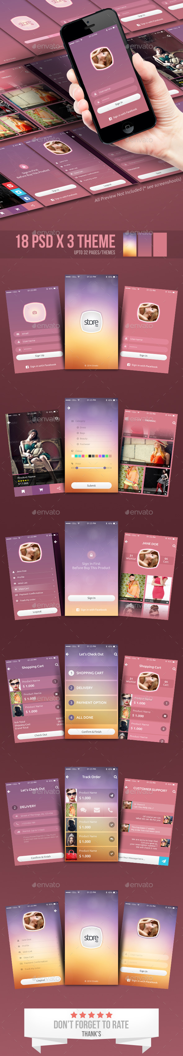 Fashion Store - Mobile App UI - User Interfaces Web Elements