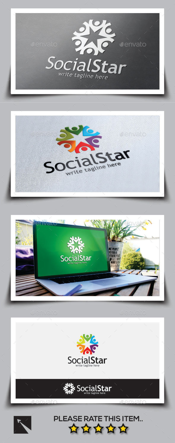 Social Star Logo Template - Humans Logo Templates