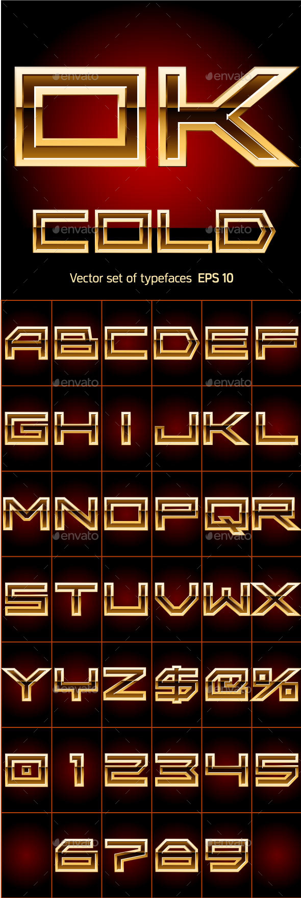 Illustration of Golden Alphabet - Decorative Symbols Decorative