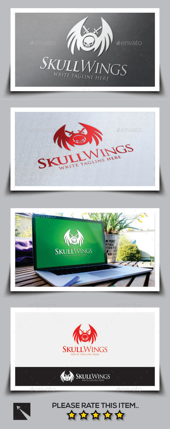 Skull Wings Logo Template - Crests Logo Templates