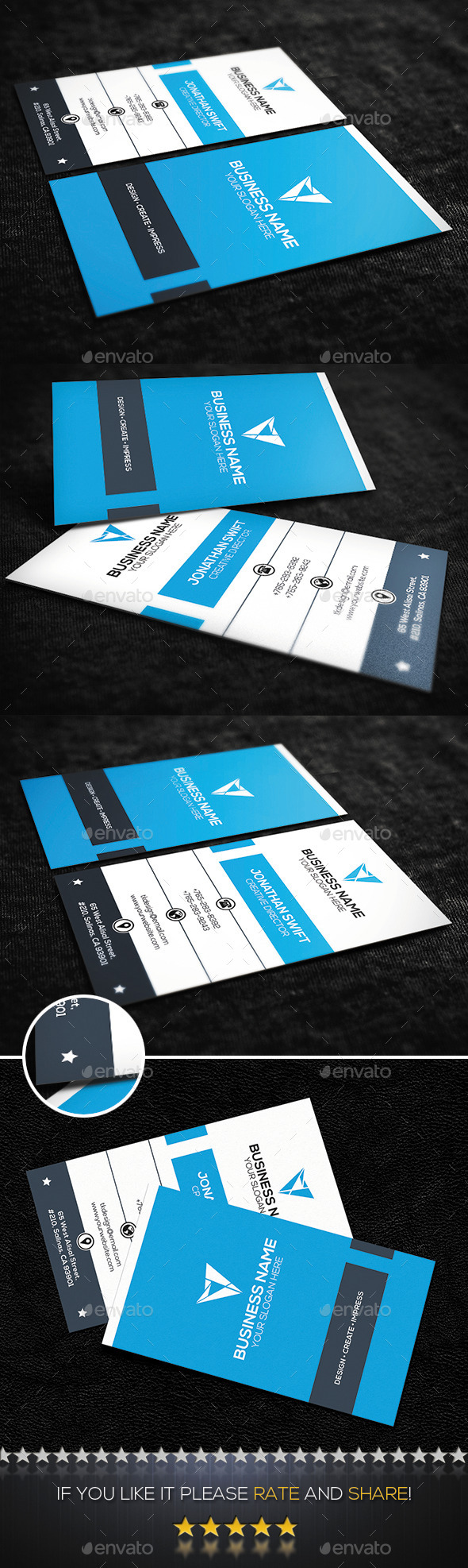 Blue Vertical Corporate Business Card - Corporate Business Cards