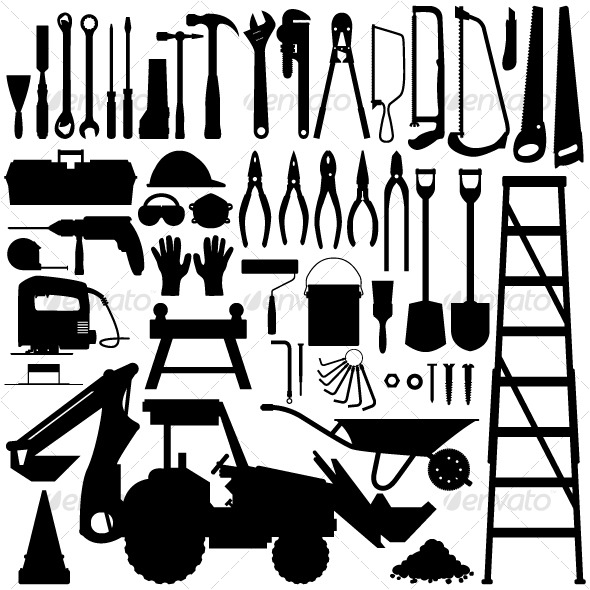 Construction Tool Silhouette Vector - Man-made Objects Objects
