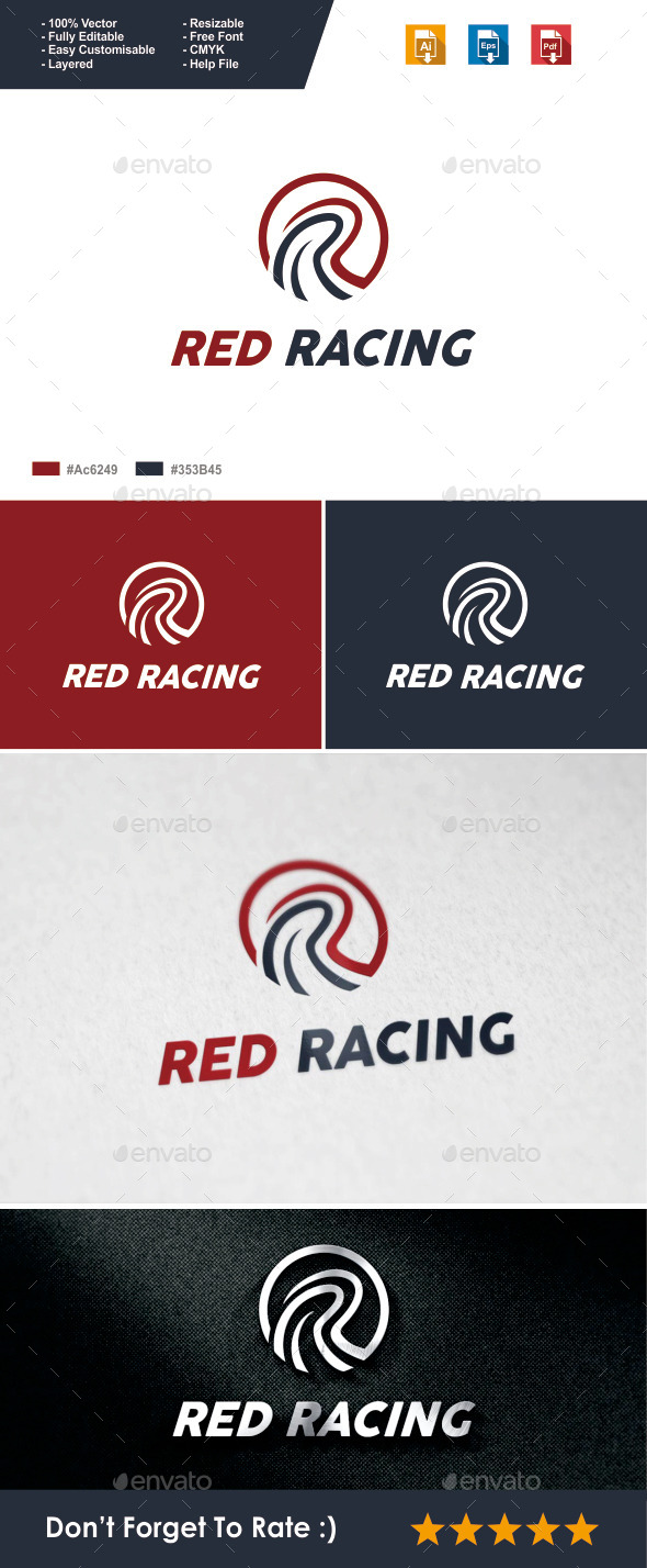 Letter R Logo Template - Red Racing - Letters Logo Templates