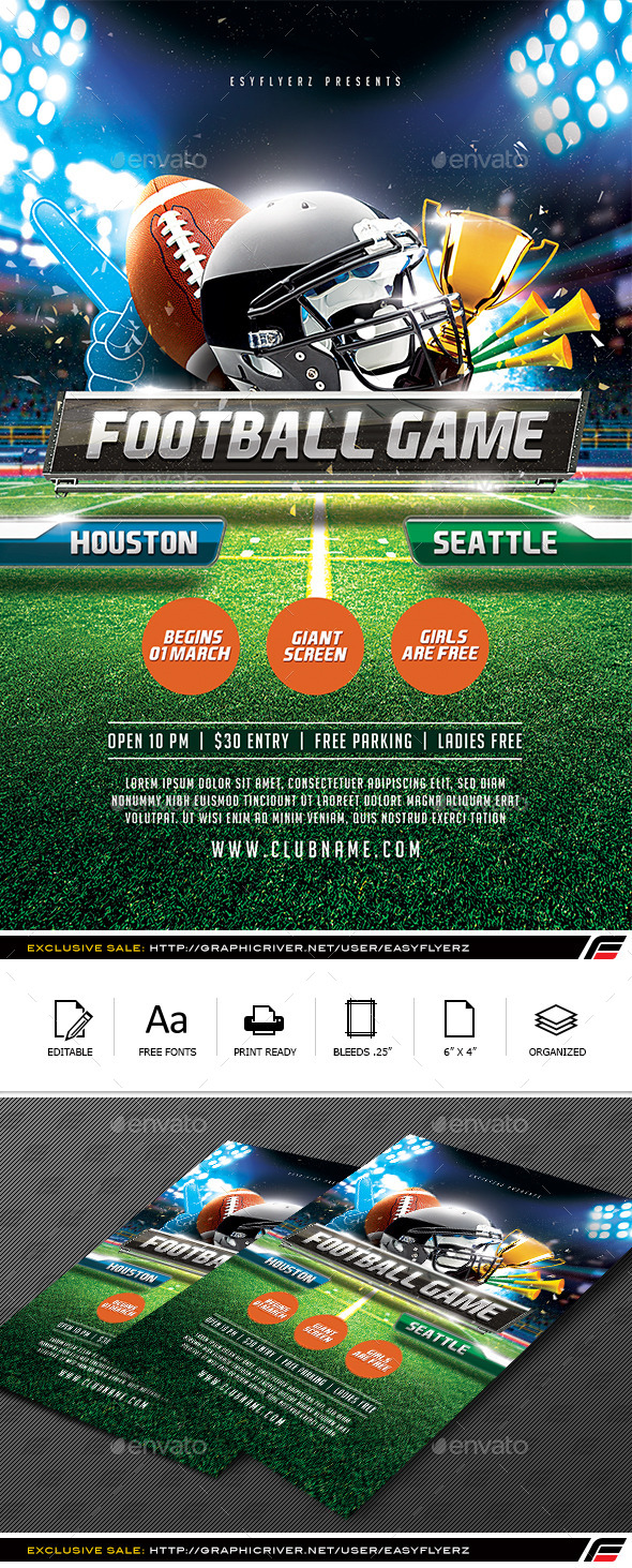 Football Game Flyer Template - Sports Events