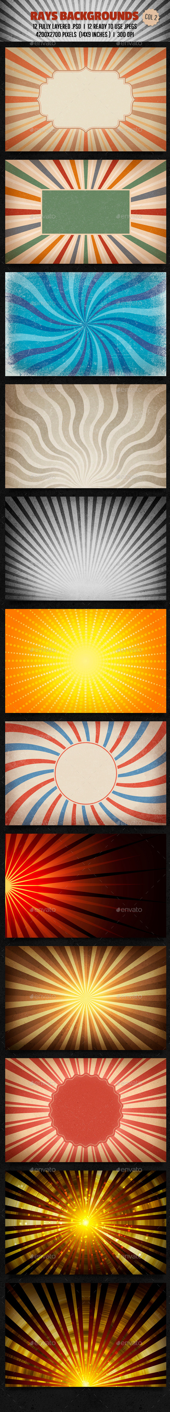 Rays Backgrounds Col 2 - Backgrounds Graphics
