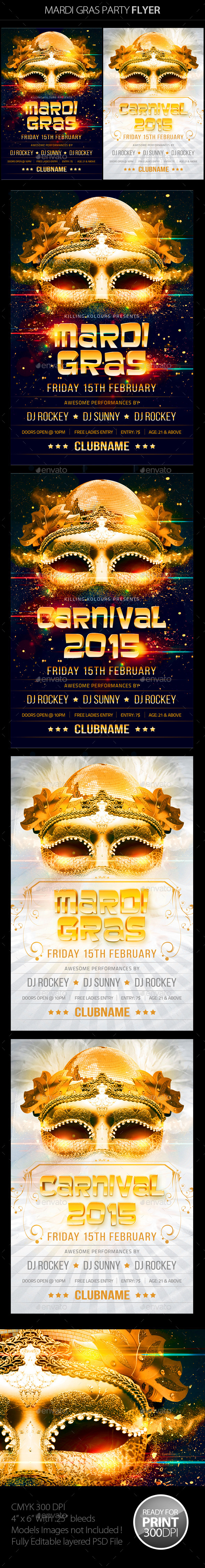 Mardi Gras Flyer - Clubs & Parties Events