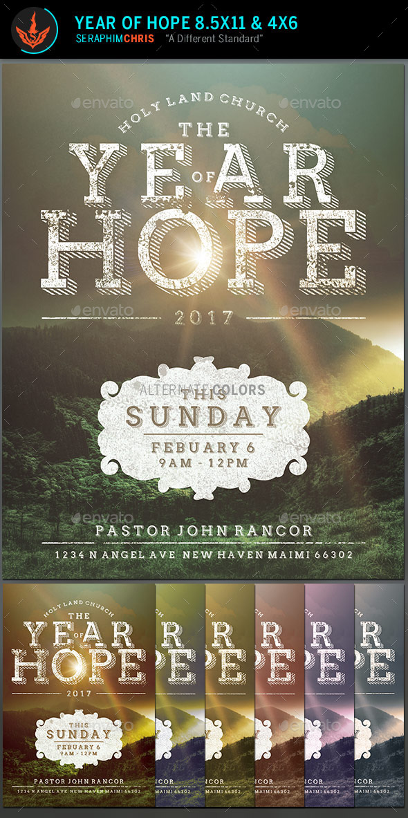 Year of Hope Rustic Church Flyer Template - Church Flyers