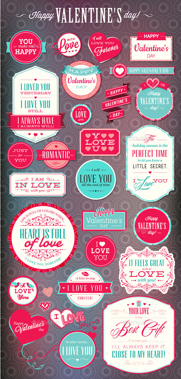 Set of Love Badges and Labels - Seasons/Holidays Conceptual