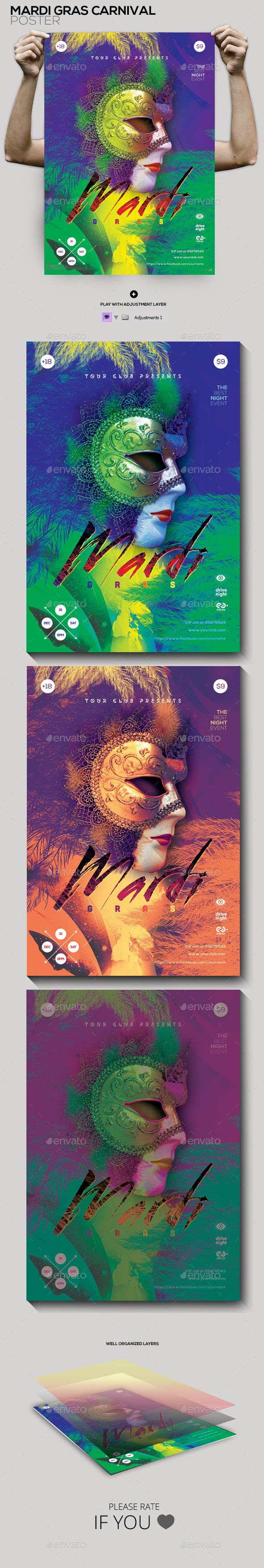 Mardi Gras Flyer/Poster - Holidays Events