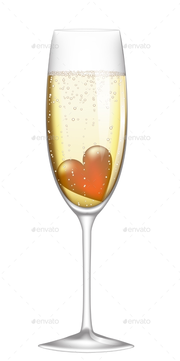 Glass of Champagne with Heart - Miscellaneous Seasons/Holidays