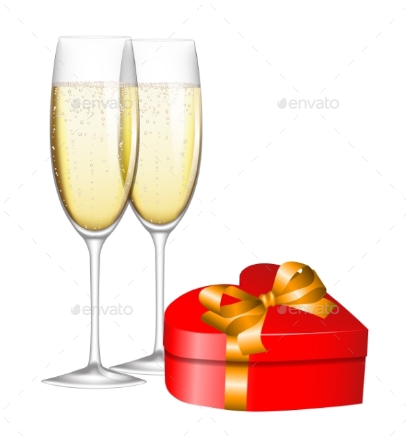 Champagne and Gift - Valentines Seasons/Holidays