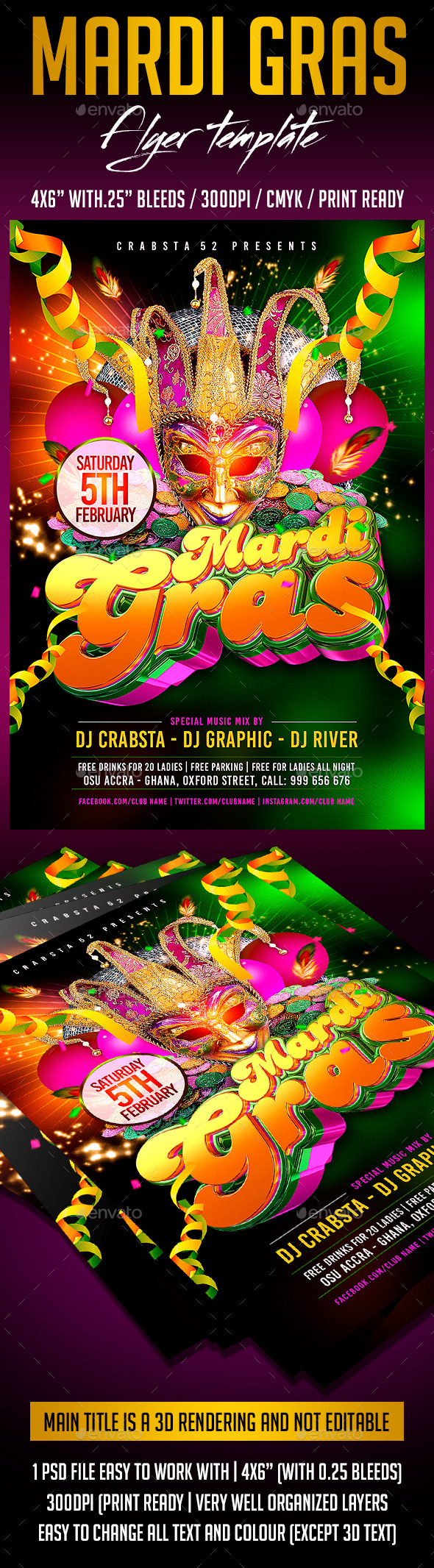 Mardi Gras Flyer Template - Events Flyers
