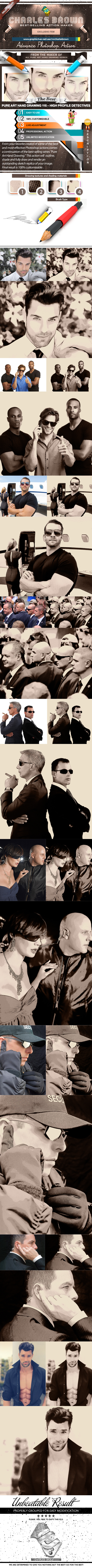 Pure Art Hand Drawing 115 – High Profile Detective - Photo Effects Actions