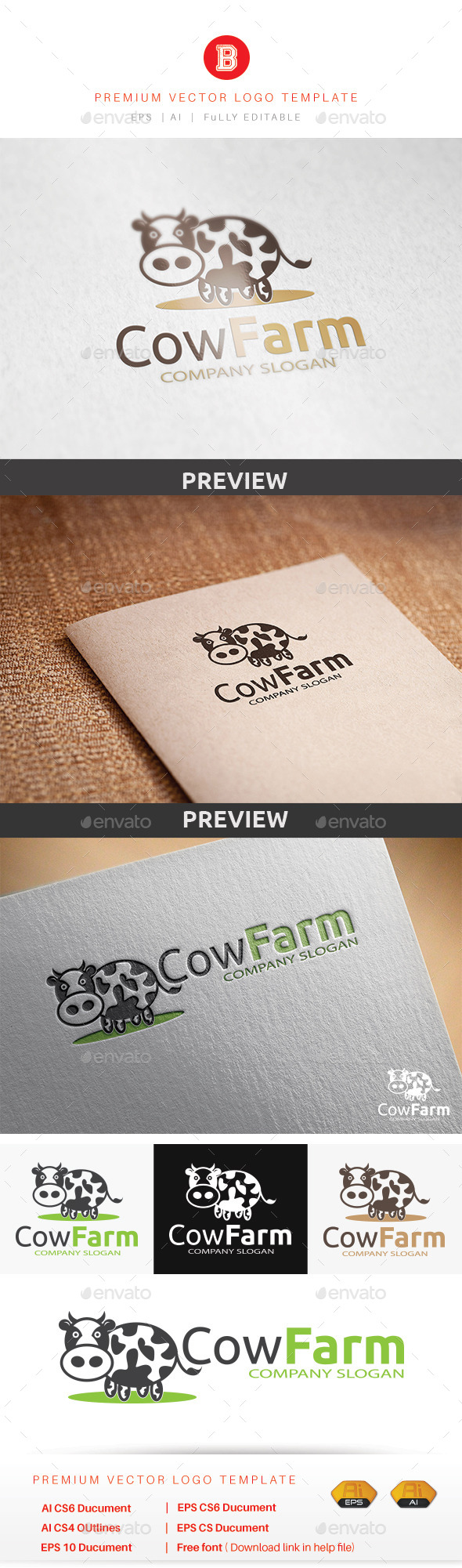 Cow Farm - Animals Logo Templates