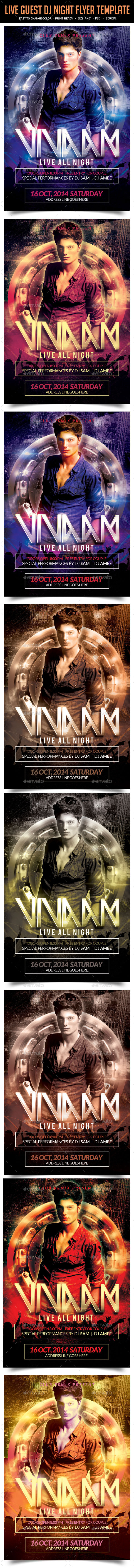 Live Guest Dj Night Flyer Template - Clubs & Parties Events