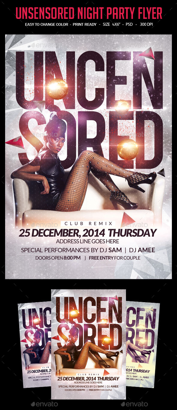 Uncensored Night Party Flyer - Clubs & Parties Events