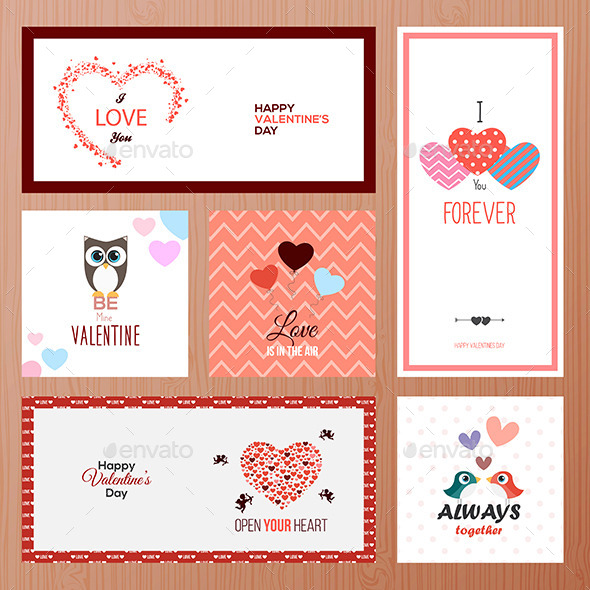 Set of Valentines Day Greeting Card Templates - Valentines Seasons/Holidays