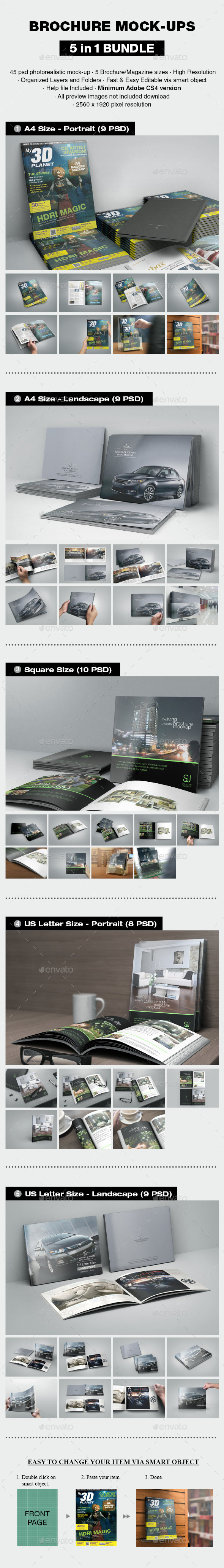 Brochure Mock-up Bundle - Print Product Mock-Ups