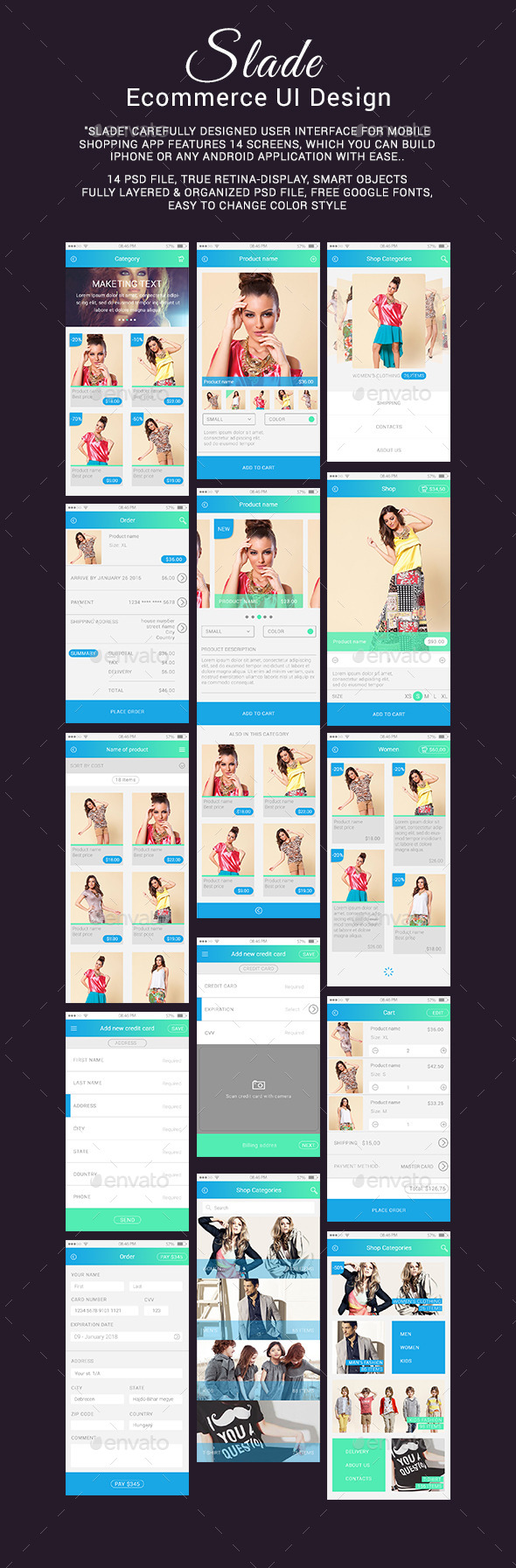 Slade Ecommerce UI Design - User Interfaces Web Elements