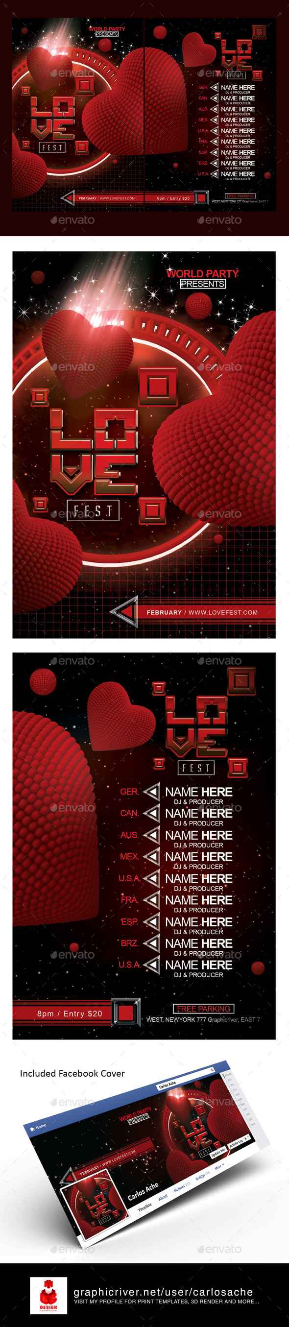 Love Fest Flyer Template - Holidays Events
