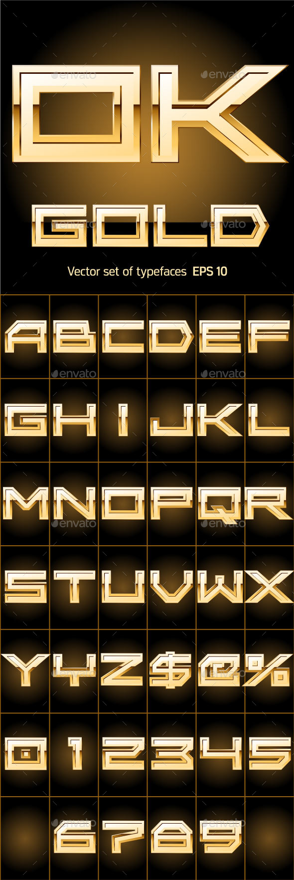 Illustration of Golden Alphabet - Decorative Symbols Decorative