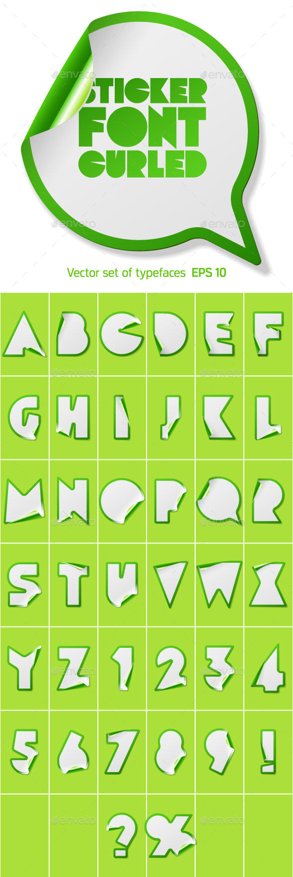 Alphabet in the Form of Stickers - Decorative Symbols Decorative