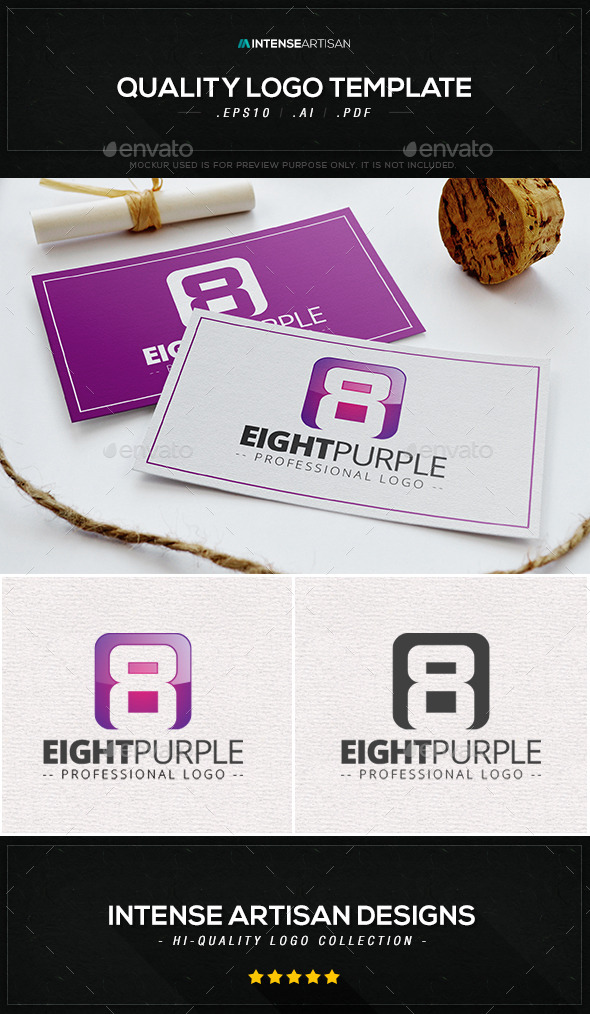 Eight Purple Logo Template - Numbers Logo Templates