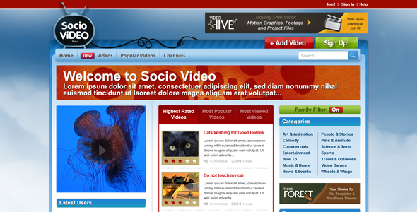 Socio Video Theme - ThemeForest 42042