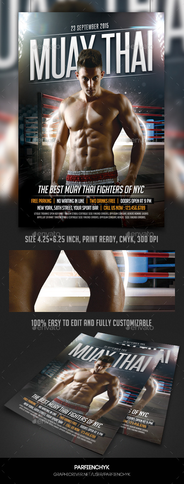 Muay Thai Fight Flyer Template - Sports Events