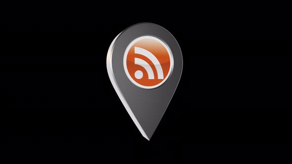 3D Rotating Wifi Location Pin Icon Animation With Alpha Channel 4K alt