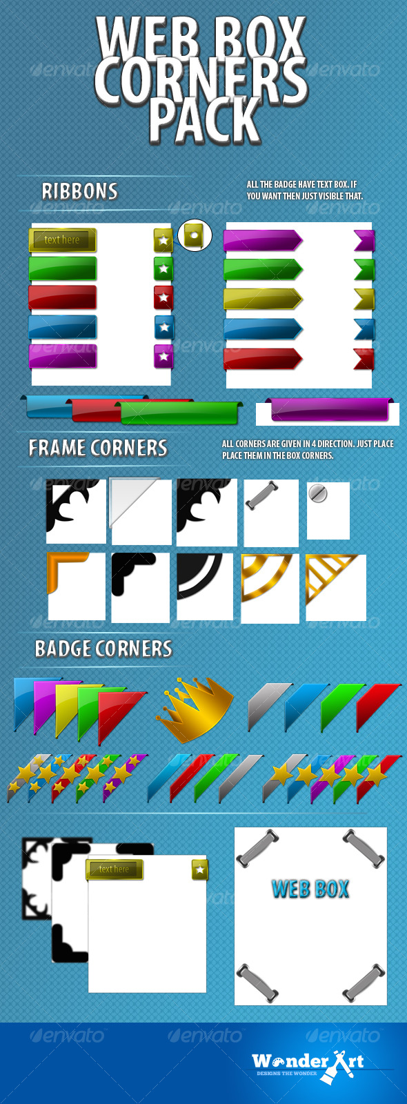 Web box corners pack - User Interfaces Web Elements