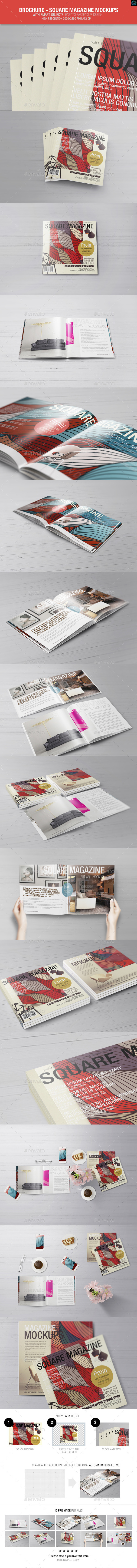 Brochure - Square Magazine Mockups - Magazines Print