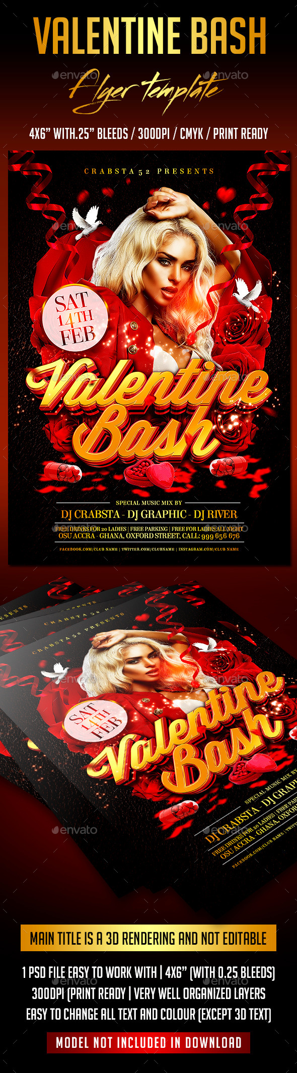 Valentine Bash Flyer Template - Events Flyers