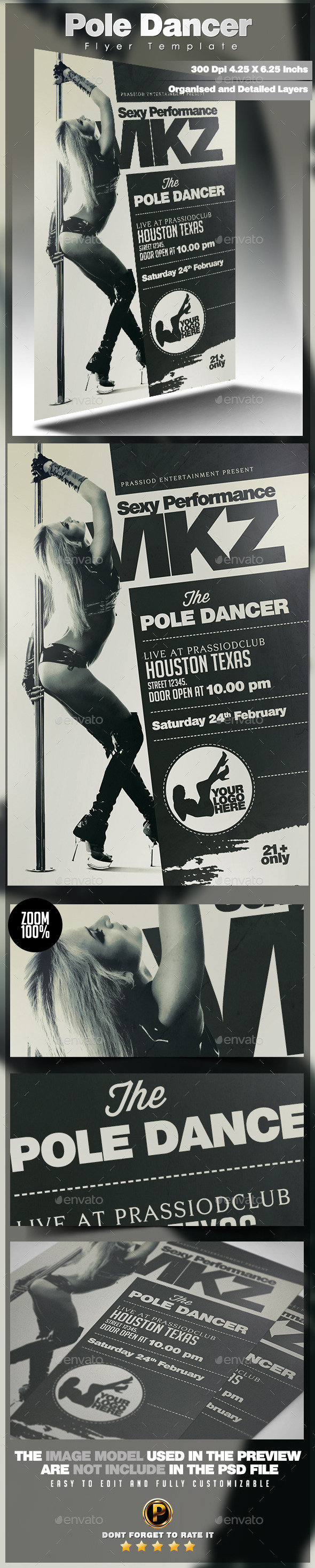 Pole Dancer Flyer Template - Clubs & Parties Events