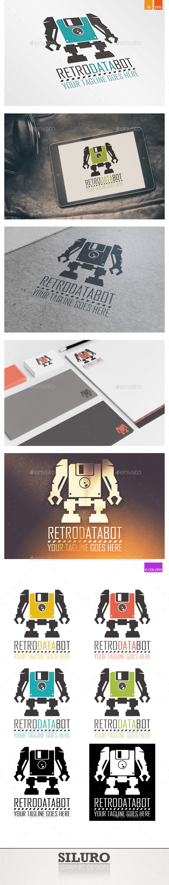 Retro Data Bot Logo - Objects Logo Templates