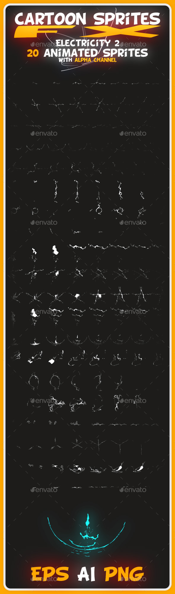 Cartoon Sprites FX (Electricity 2) - Sprites Game Assets