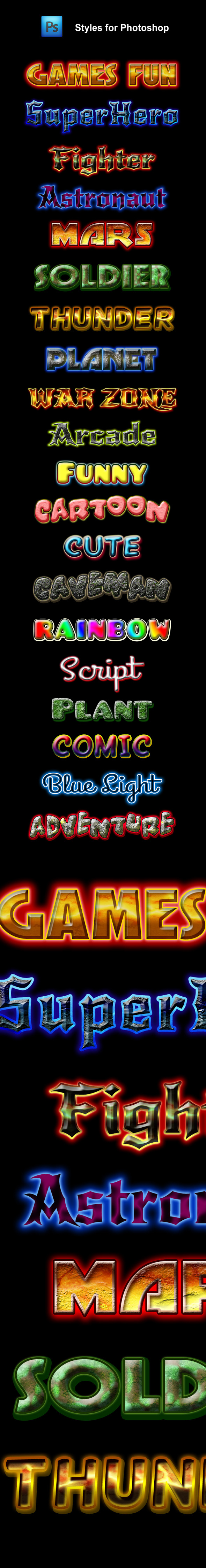 20 Games Fun Styles for Photoshop - Text Effects Styles