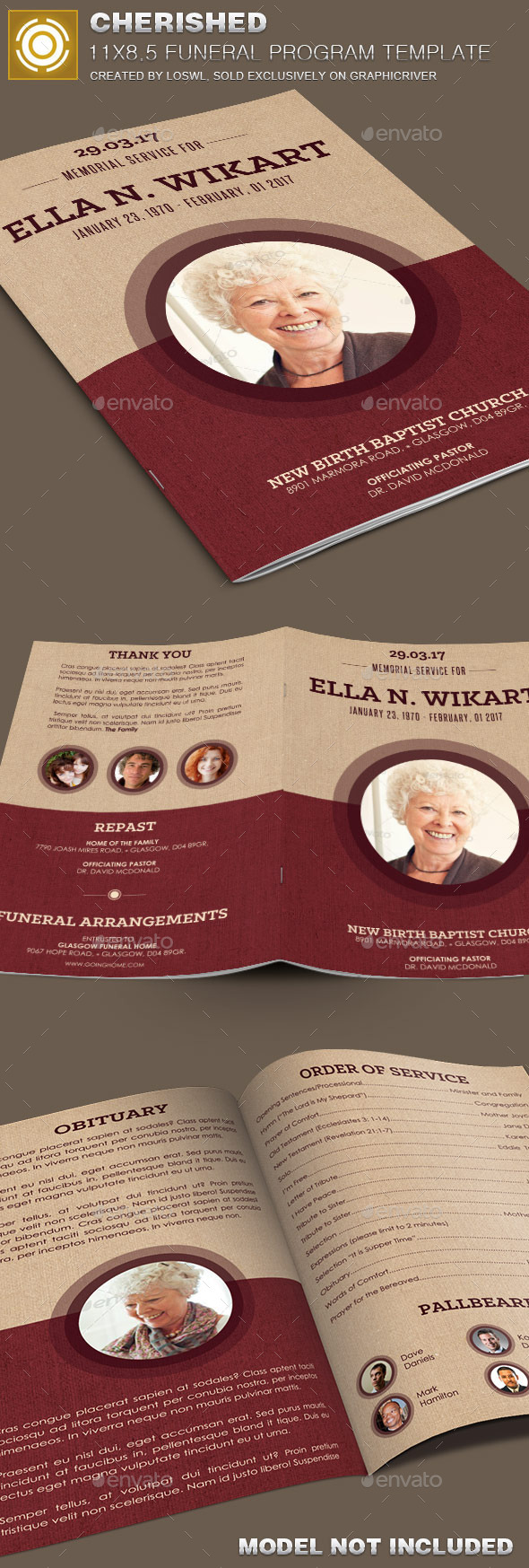 Cherished Funeral Program Template - Informational Brochures