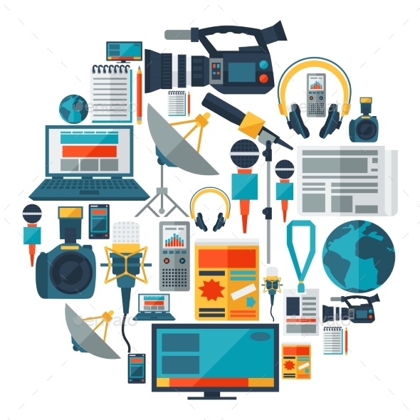 Background with Journalism Icons - Communications Technology