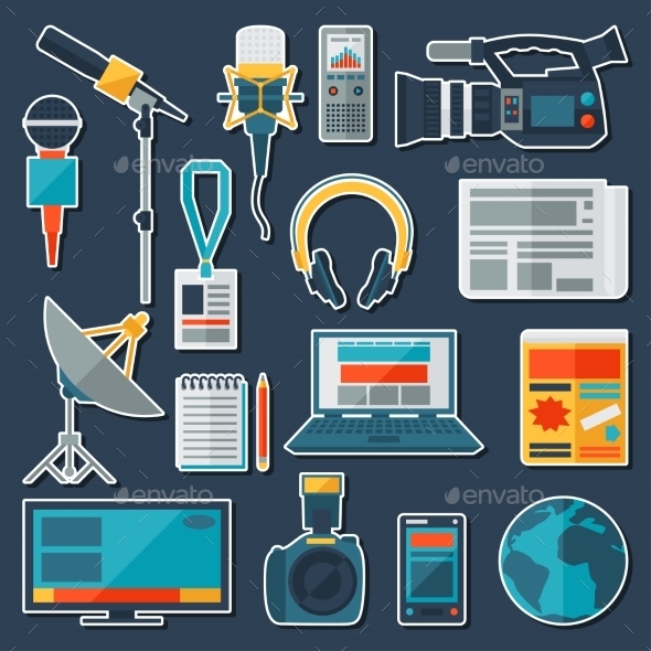 Set of Journalism Icons - Communications Technology