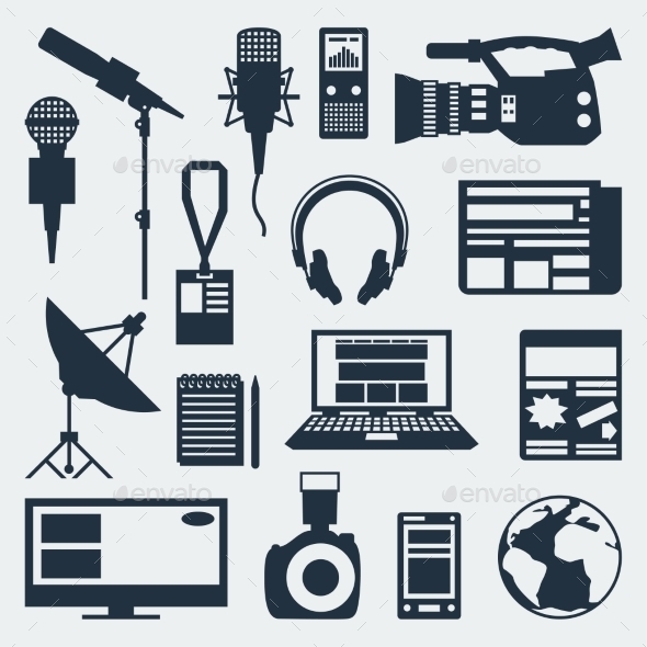 Set of Journalism Icons - Communications Technology
