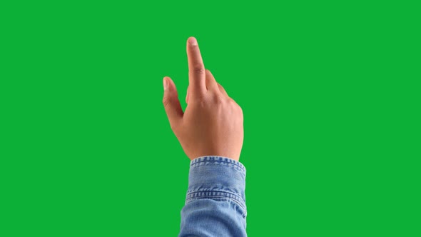 Mixed Race Deep Skin Tone Male Hand Makes a Double Tap Gesture with Index Finger Forefinger on