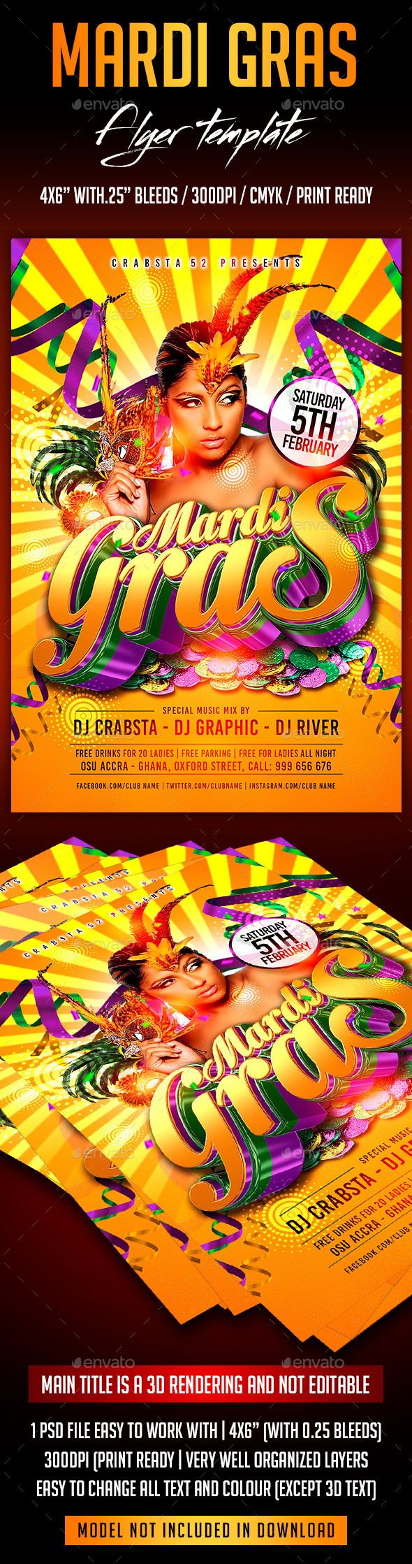 Mardi Gras Flyer Template - Flyers Print Templates