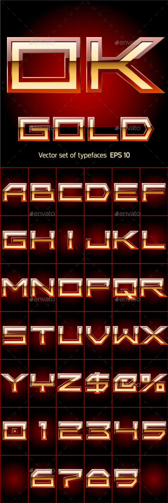 Illustration of Golden Alphabet - Decorative Symbols Decorative