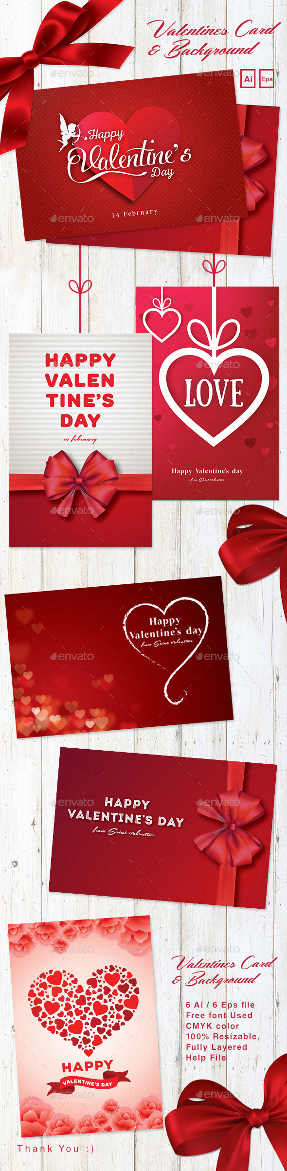 Valentines Card & Background - Holiday Greeting Cards