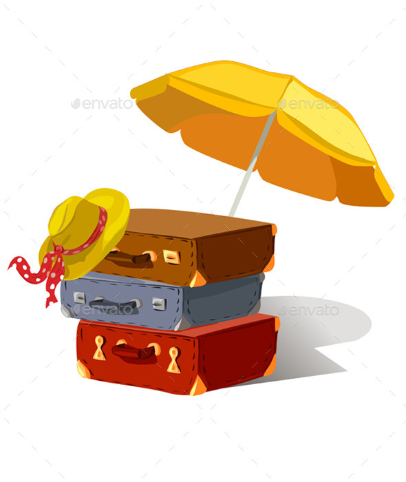 Suitcases Beach Umbrella Hat - Travel Conceptual
