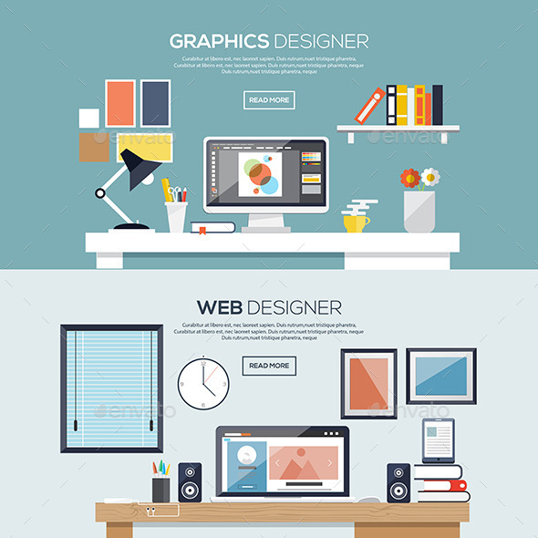 Flat Designed Banners - Computers Technology