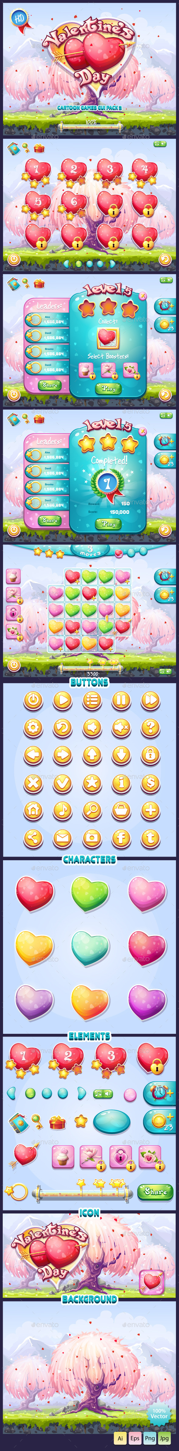 GUI Valentine's Day - User Interfaces Game Assets