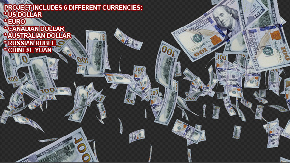 Money Falling - 6 Different Currencies