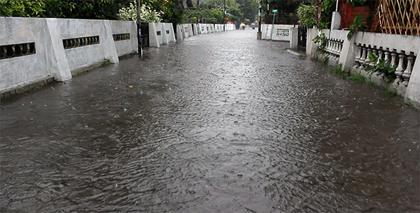 Flooded Street and Rain 1, Stock Footage | VideoHive